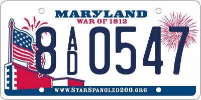 MD license plate 8AD0547