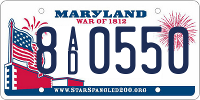 MD license plate 8AD0550