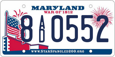 MD license plate 8AD0552