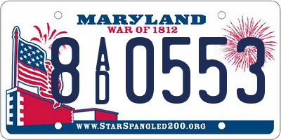 MD license plate 8AD0553