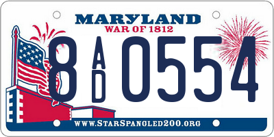 MD license plate 8AD0554