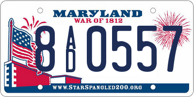 MD license plate 8AD0557