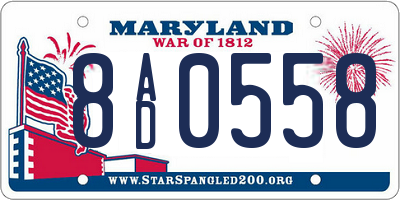 MD license plate 8AD0558