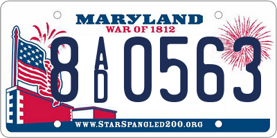 MD license plate 8AD0563