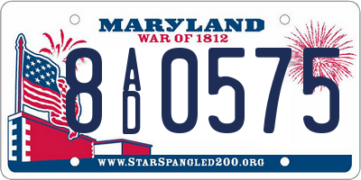 MD license plate 8AD0575