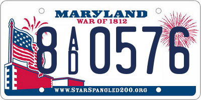 MD license plate 8AD0576