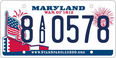 MD license plate 8AD0578
