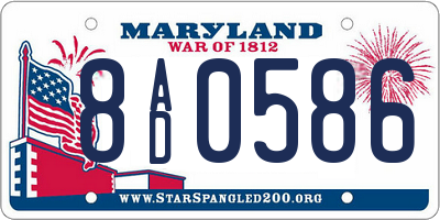MD license plate 8AD0586