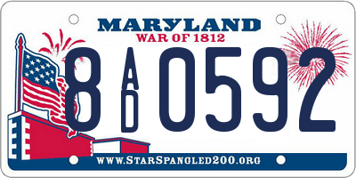 MD license plate 8AD0592