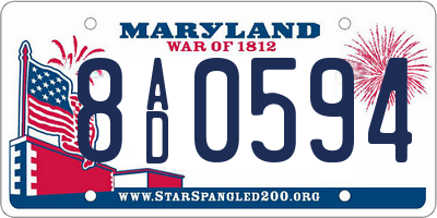 MD license plate 8AD0594
