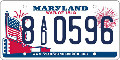 MD license plate 8AD0596