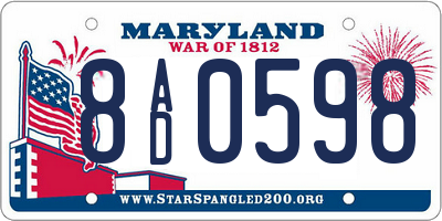 MD license plate 8AD0598