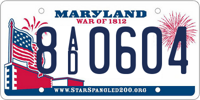 MD license plate 8AD0604