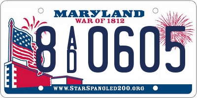 MD license plate 8AD0605