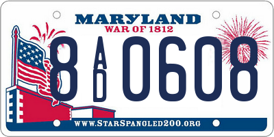 MD license plate 8AD0608