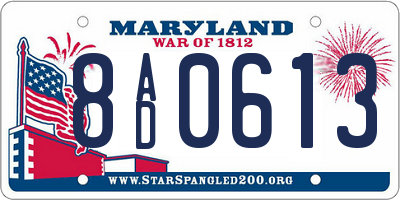 MD license plate 8AD0613