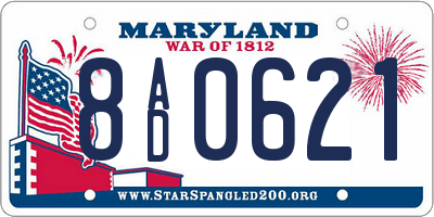 MD license plate 8AD0621