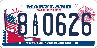 MD license plate 8AD0626