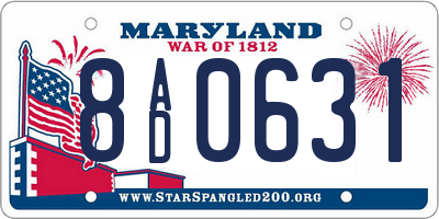 MD license plate 8AD0631