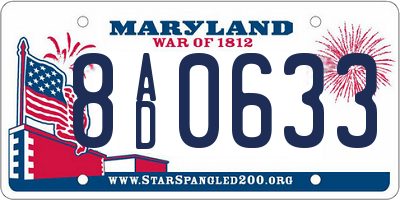 MD license plate 8AD0633