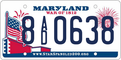 MD license plate 8AD0638