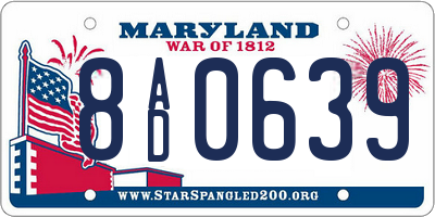 MD license plate 8AD0639