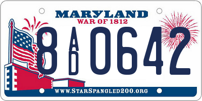 MD license plate 8AD0642