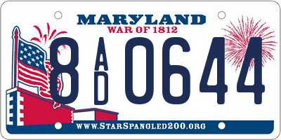 MD license plate 8AD0644