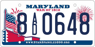 MD license plate 8AD0648