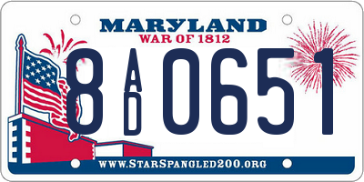 MD license plate 8AD0651