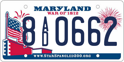 MD license plate 8AD0662
