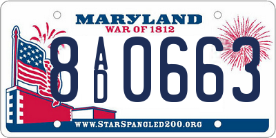 MD license plate 8AD0663