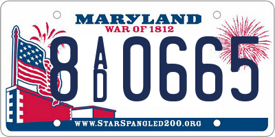 MD license plate 8AD0665