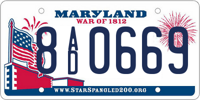 MD license plate 8AD0669