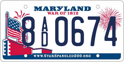 MD license plate 8AD0674
