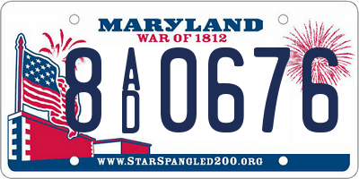 MD license plate 8AD0676