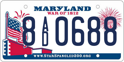 MD license plate 8AD0688