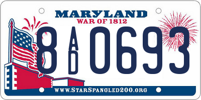 MD license plate 8AD0693