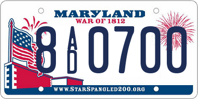 MD license plate 8AD0700
