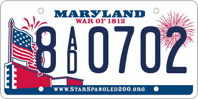 MD license plate 8AD0702
