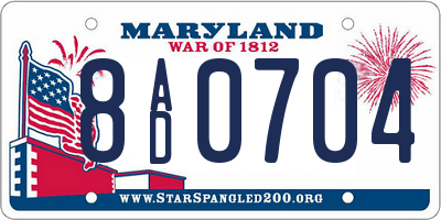 MD license plate 8AD0704
