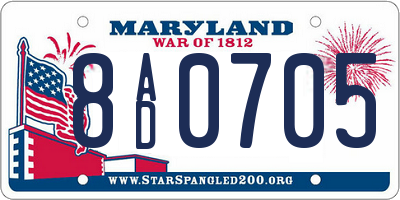 MD license plate 8AD0705