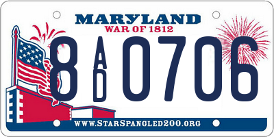 MD license plate 8AD0706