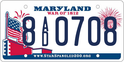 MD license plate 8AD0708