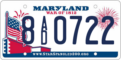 MD license plate 8AD0722