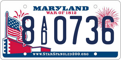 MD license plate 8AD0736