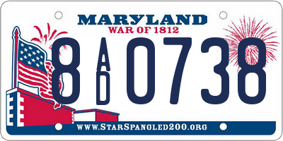 MD license plate 8AD0738