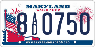 MD license plate 8AD0750