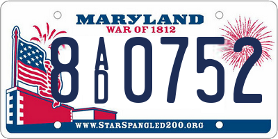MD license plate 8AD0752