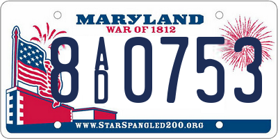 MD license plate 8AD0753